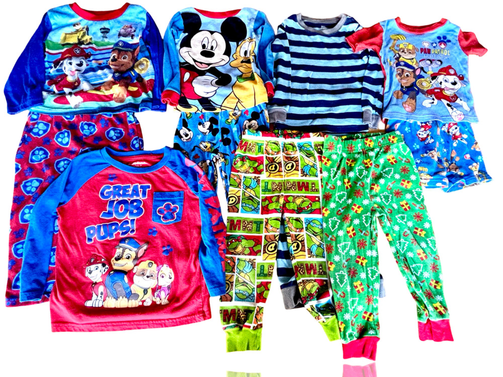 Paw Patrol Mickey Mouse Teenage Mutant Ninja Turtles Boys Pajamas Set Lot of 4